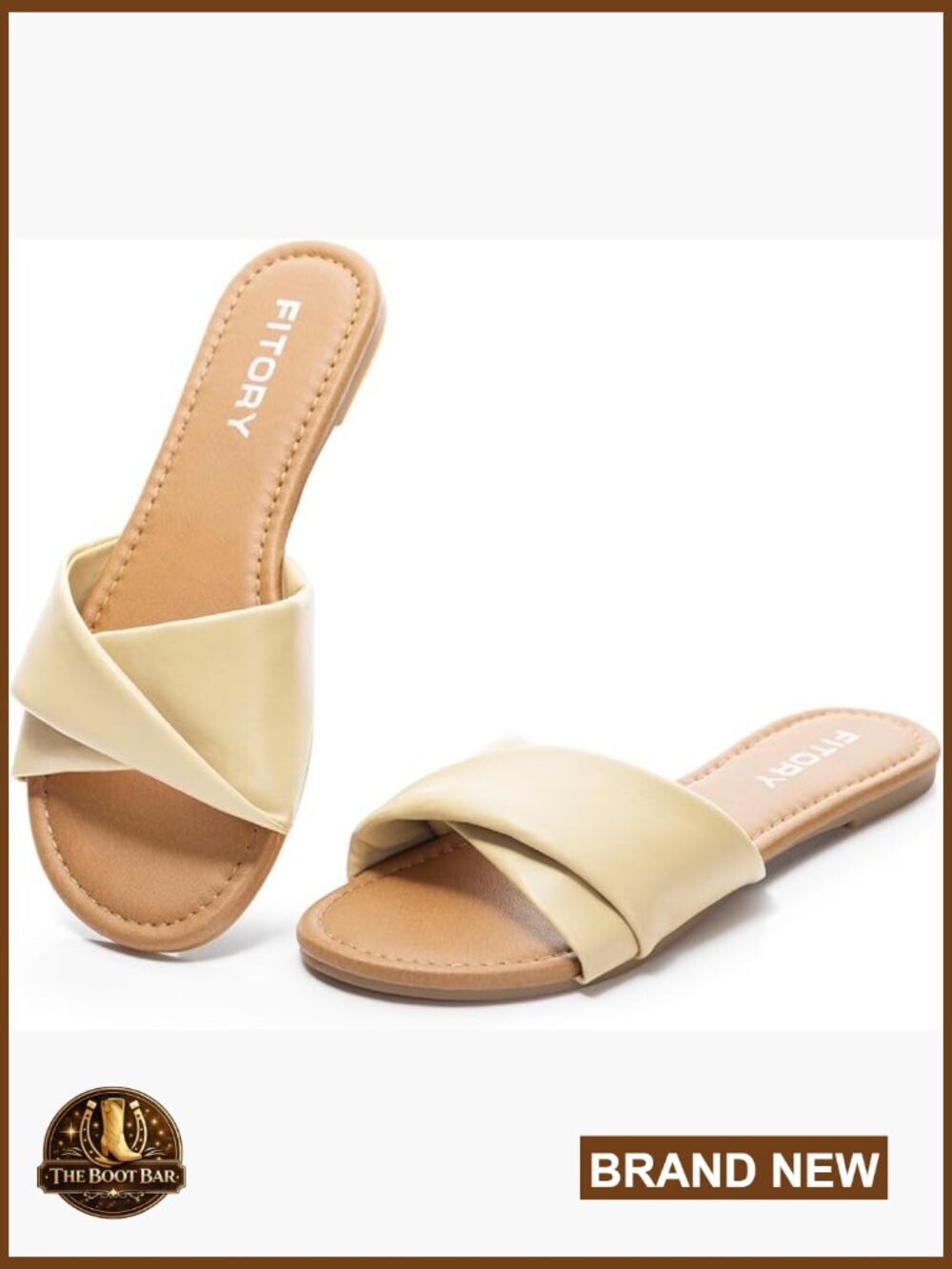 Women's Flat Sandals Fashion Slides Soft Faux Leather Slippers Summer